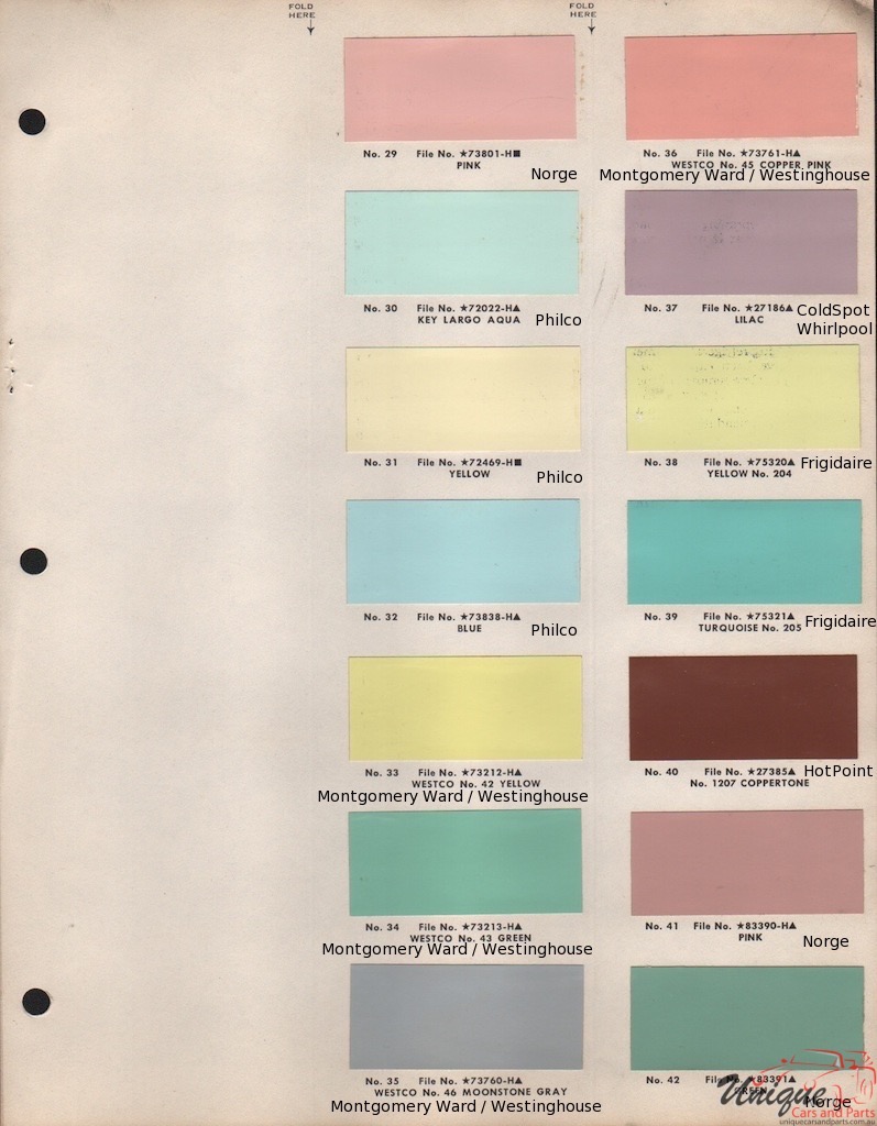 1958 Appliance Paint Charts DuPont 8